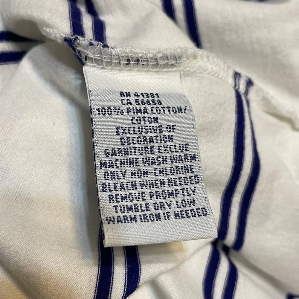 Men's Polo Ralph Lauren Pima Cotton Striped Polo Shirt White Blue Pony Size L